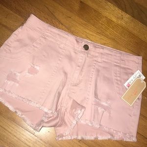 Pink Stretchy Jean Shorts